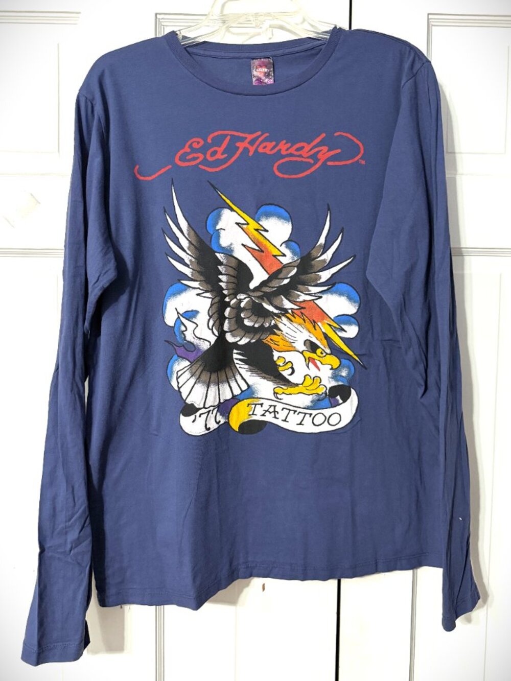 Ed Hardy by Christian Audigier '77 Tattoo Navy Blue Long Sleeve Tee